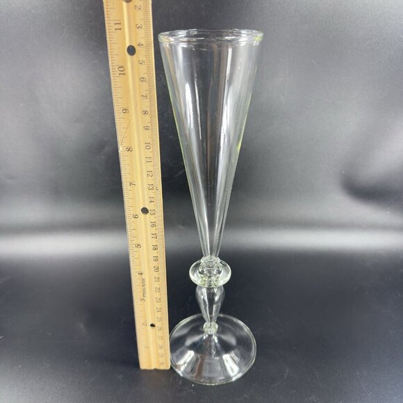 Venetian Clear Glass Champagne Flute Glasses Tall Elegant Delicate Italy Set 3 - Picture 4 of 16